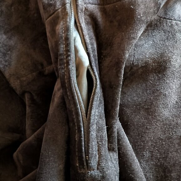 Black Pig Suede Dress Maxi, Long Sleeves, Vintage, Sz 12, Bonwit Teller Designer - Picture 9 of 11